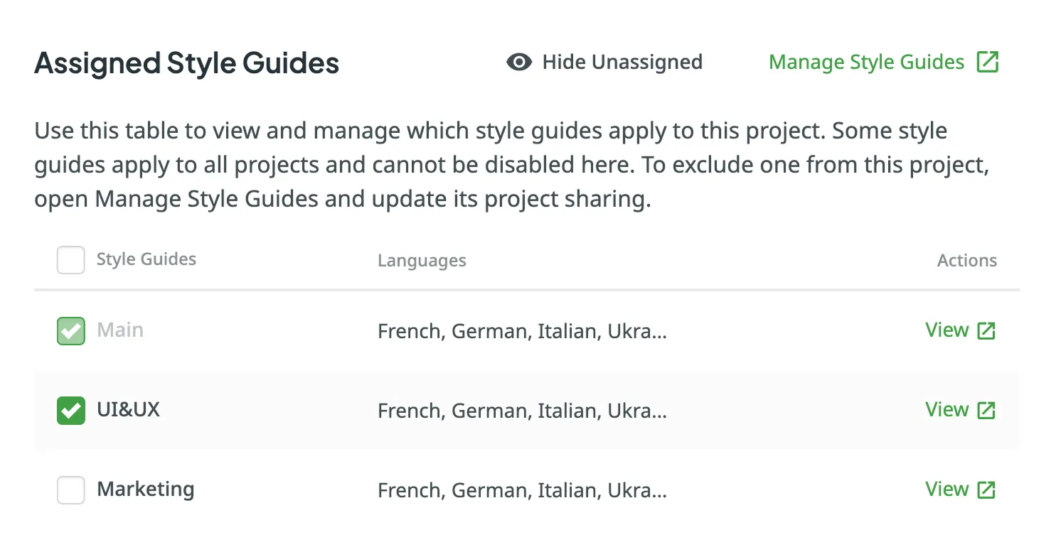 Styleguides zuweisen
